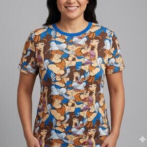 Disney Cakeworthy Hercules all over print cartoon short sleeve tee unisex XL